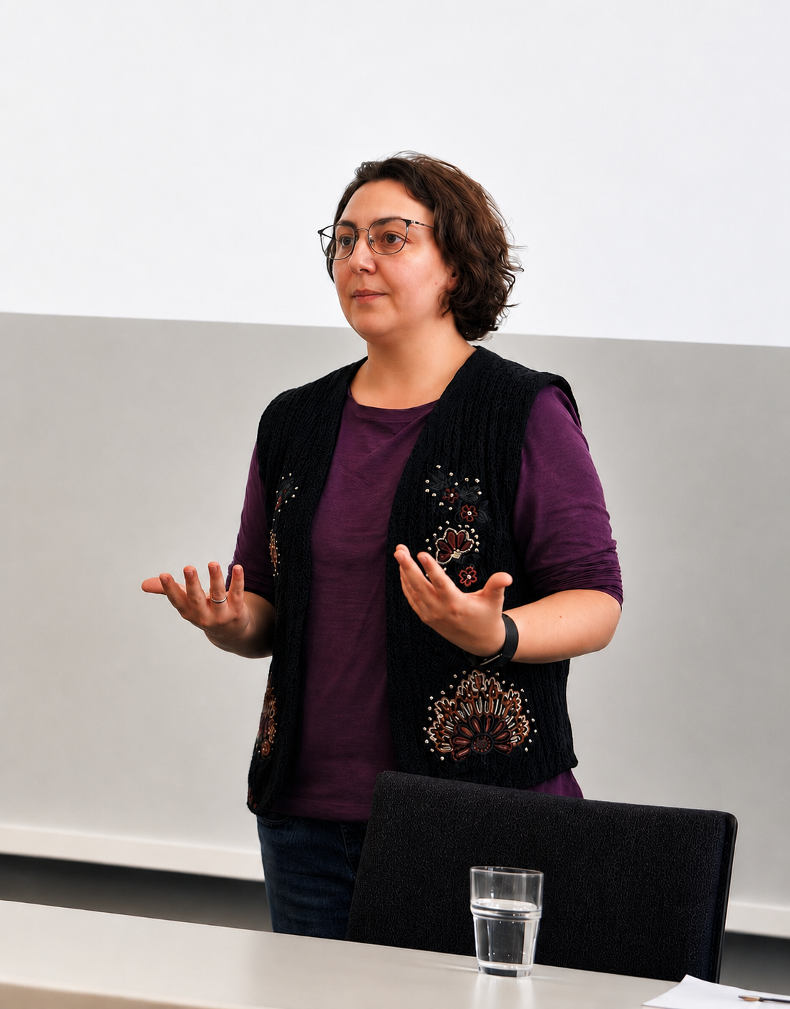 Ekaterina Kutafina presenting at a research event